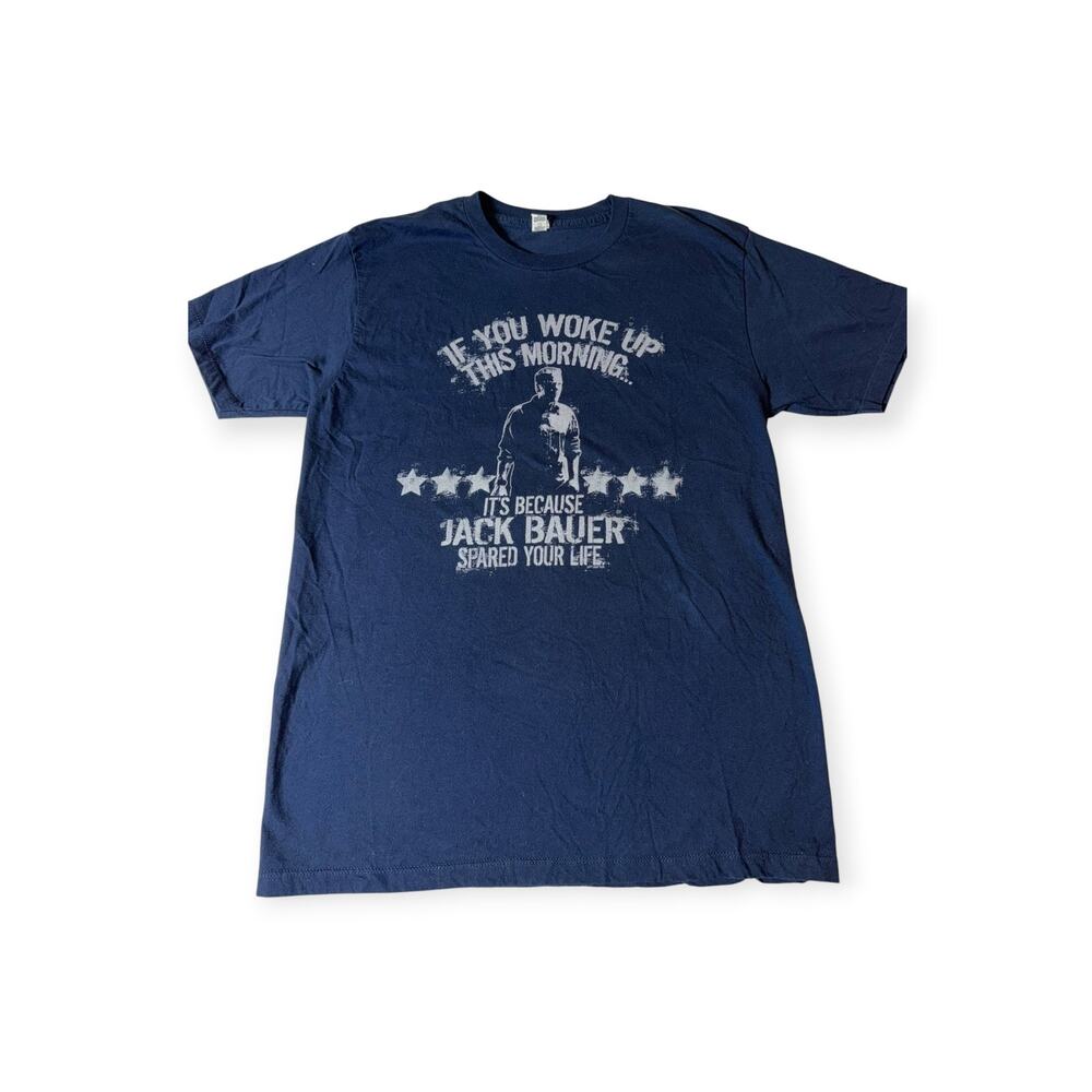 Alstyle Graphic Jack Bauer 24 Graphic T-Shirt, Navy, Cotton, Men's Medium